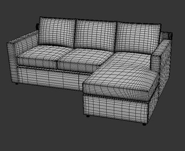 Sofa with soft and velvety fabric ideal for smaller spaces 3D model