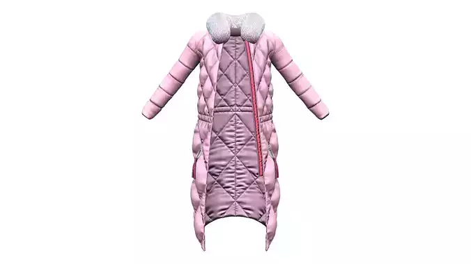 Fur Trim Hooded Long Padded Winter Coat