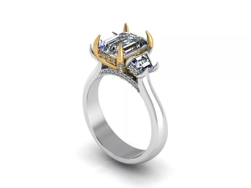 3 stone eagle prong ring 368 3D print model