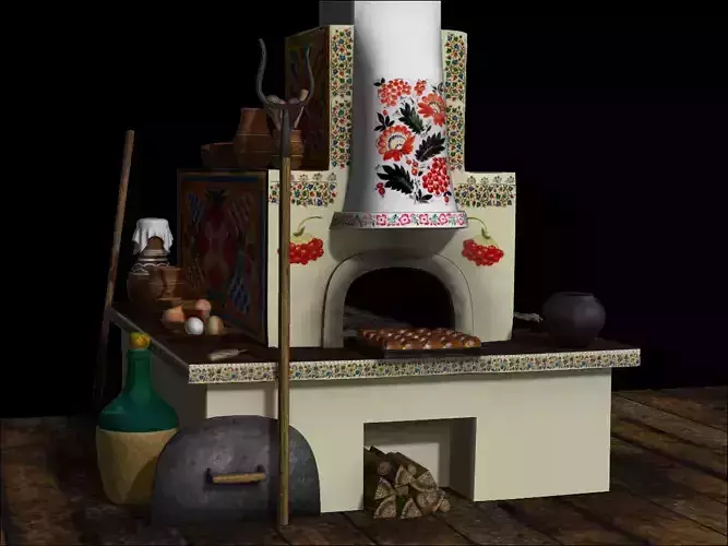 Rural stove Low-poly 3D model