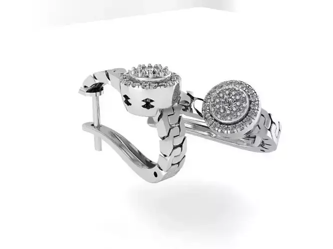 round halo chain earring 376 3D print model