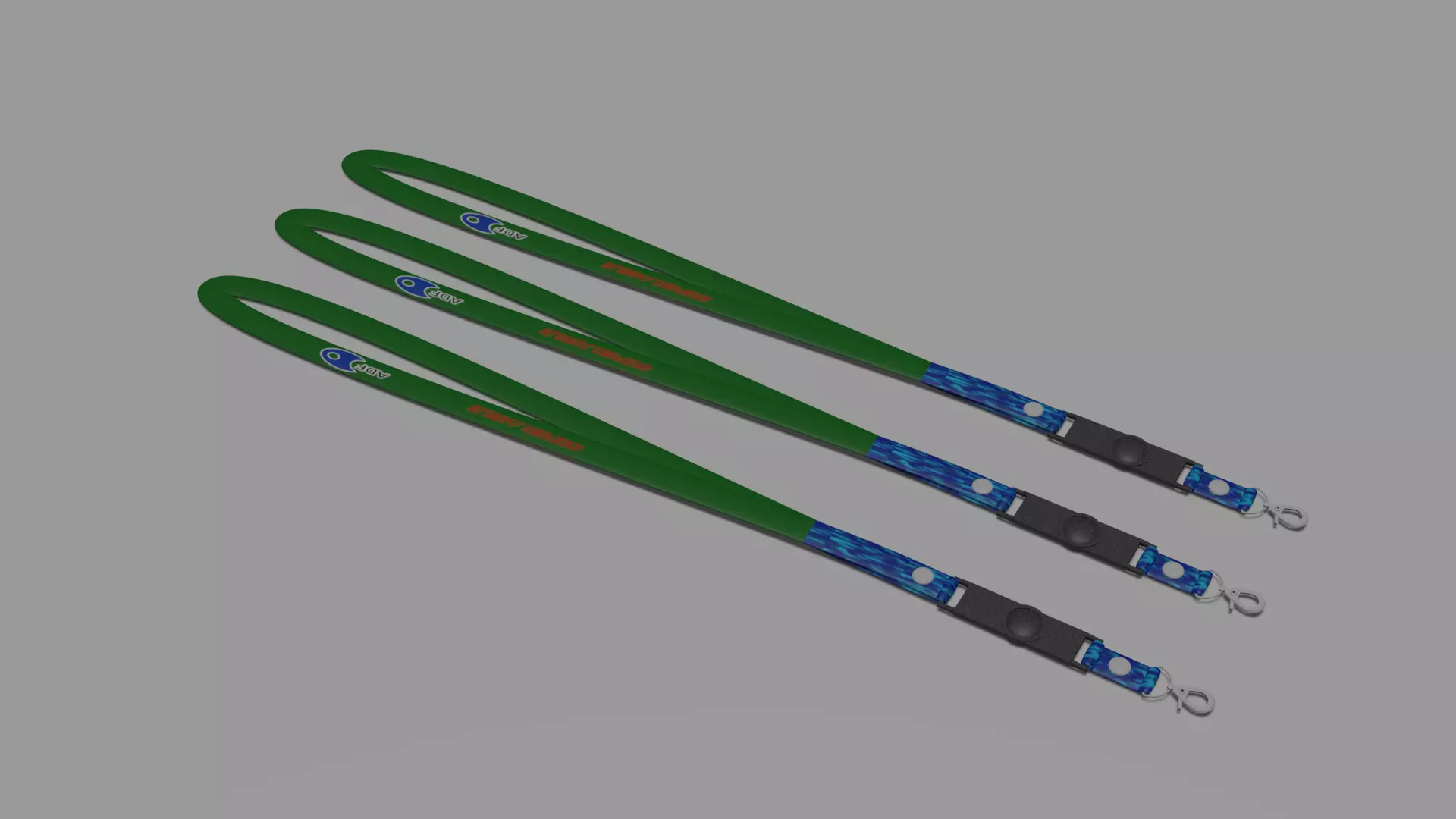 Lanyard three leashes 3D model_0
