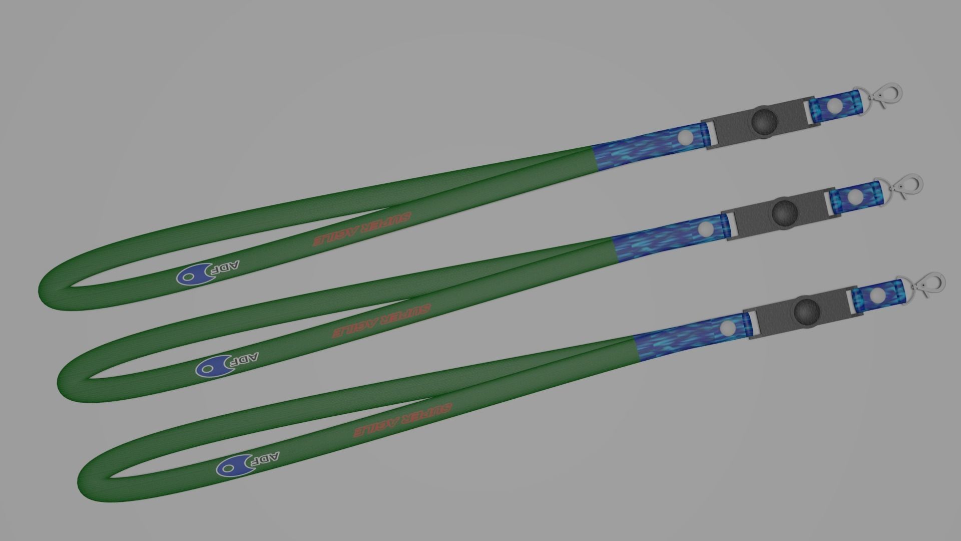 Lanyard three leashes 3D model_1