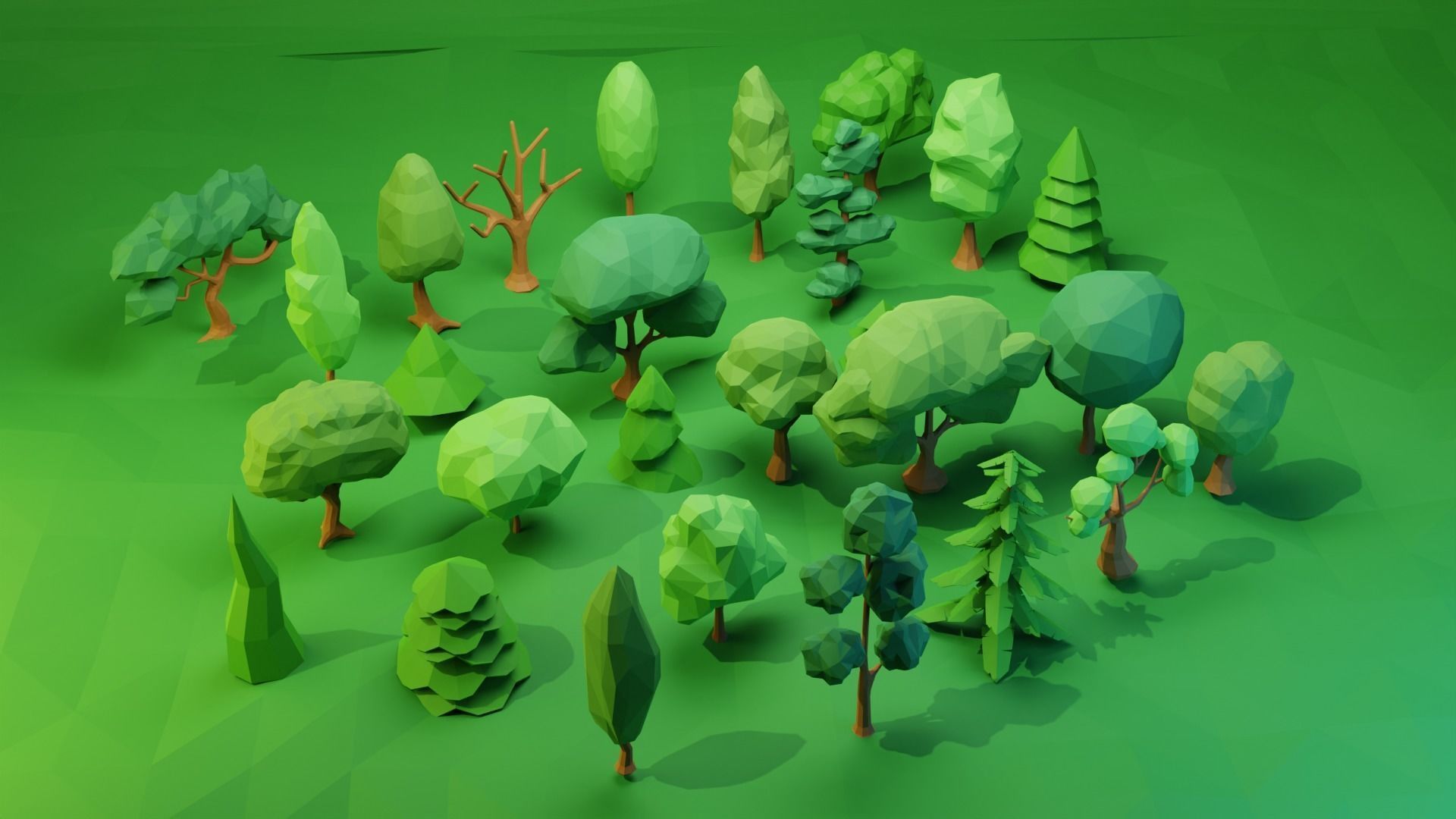 Lowpoly Style Tree Pack Low-poly 3D model_1