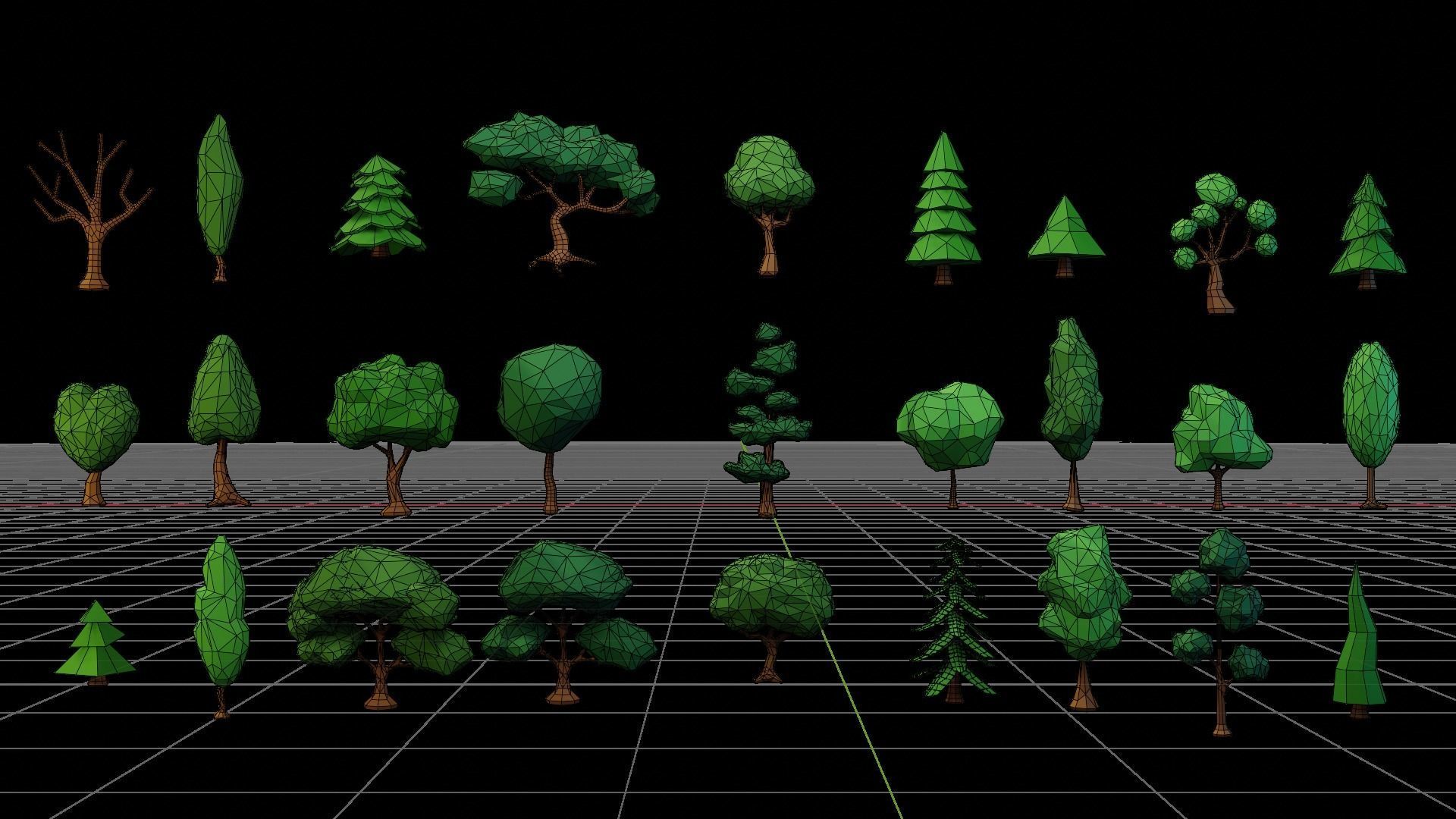 Lowpoly Style Tree Pack Low-poly 3D model_3