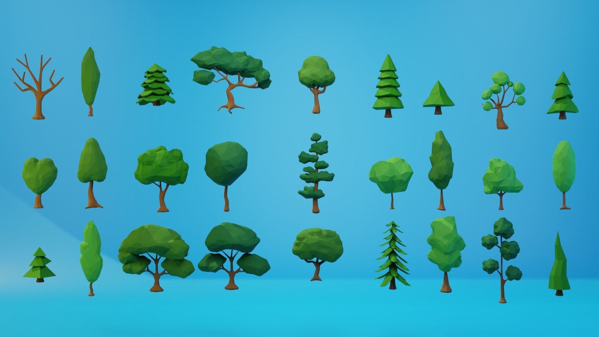 Lowpoly Style Tree Pack Low-poly 3D model_2