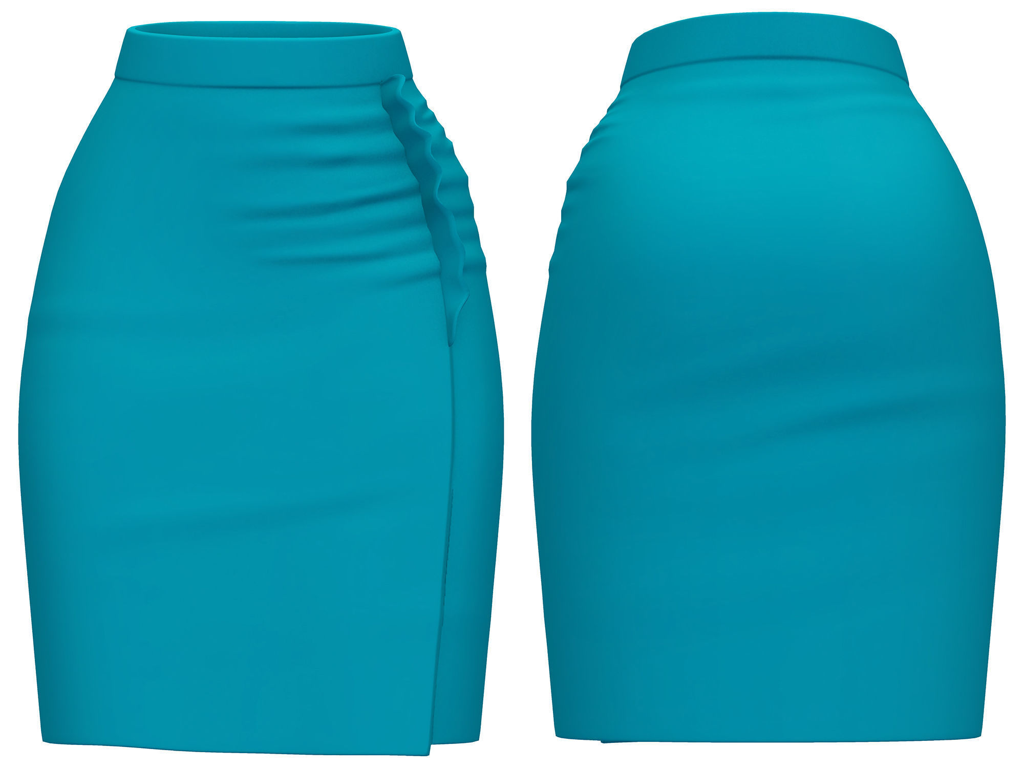 Full Teal Spring Summer Going Shopping Outfit Low-poly 3D model_4