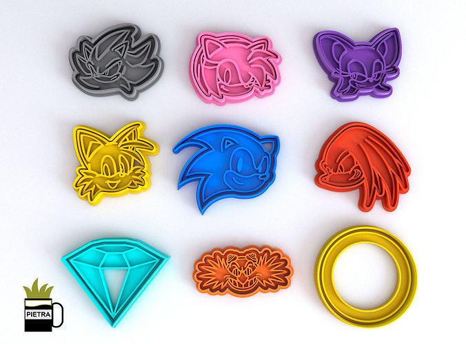 Sonic Molde cortante de galletas fondant impresion 3D Modelo 3D print model