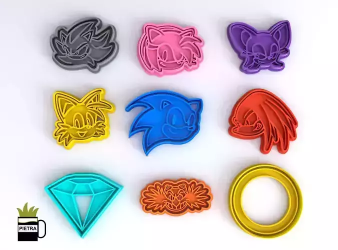Sonic Molde cortante de galletas fondant impresion 3D Modelo 3D print model