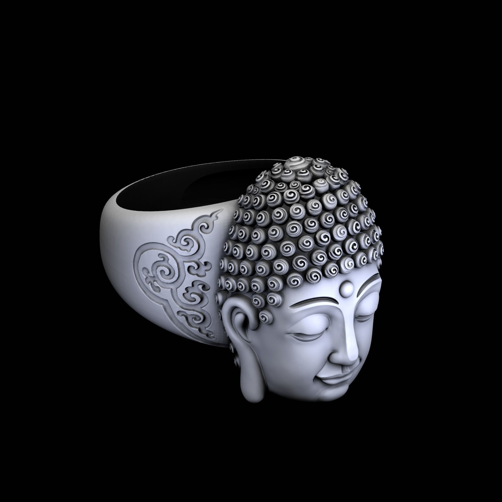 Buddha Ring 3D print model_3