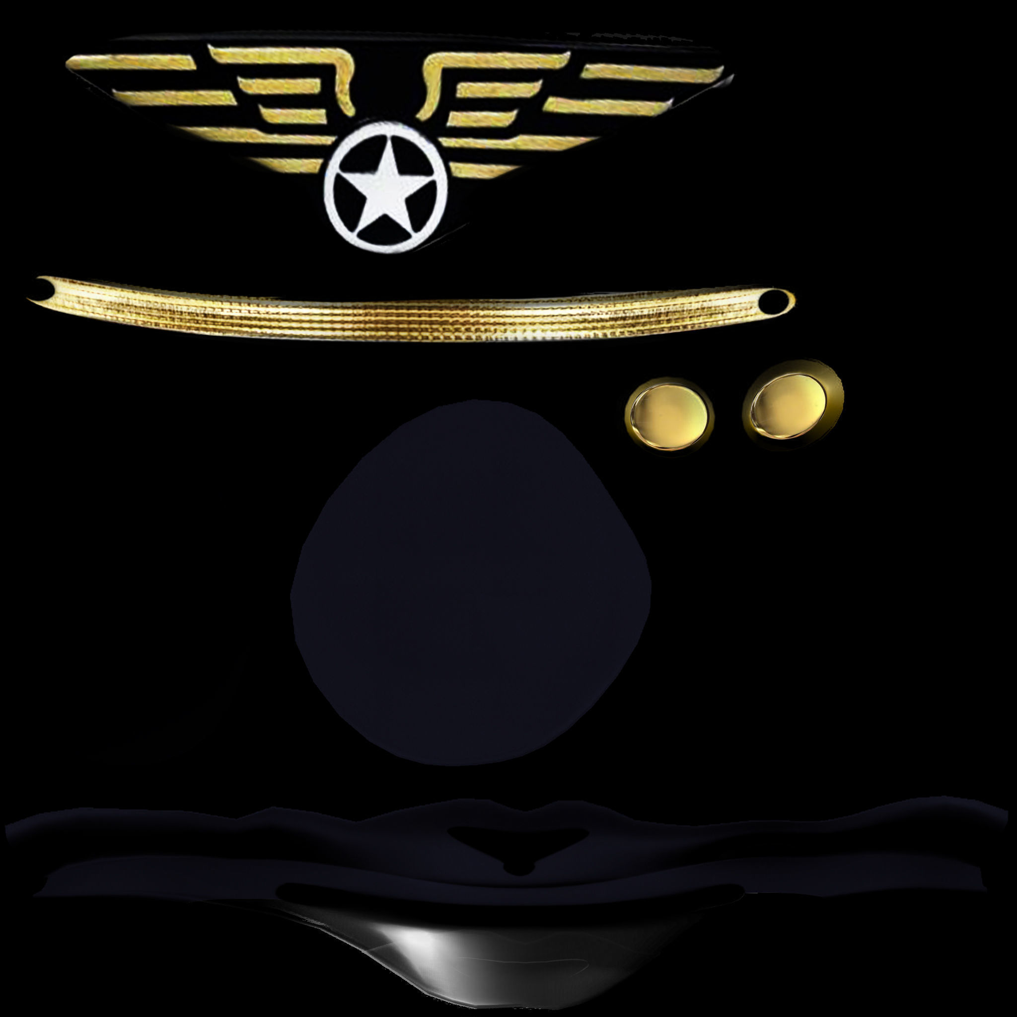 Men Captain Pilot Uniform With Pilot Hat Low-poly 3D model_9