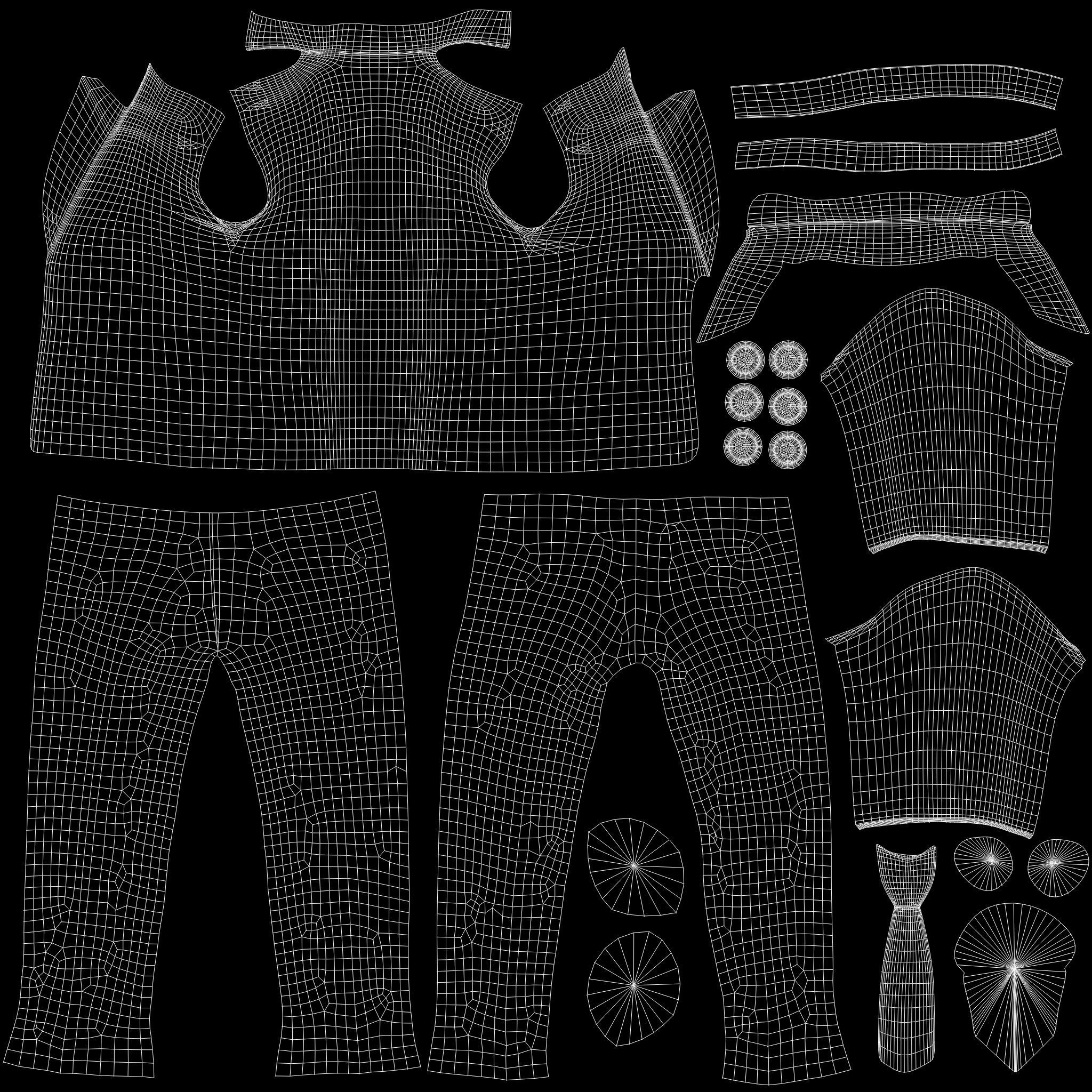 Men Captain Pilot Uniform With Pilot Hat Low-poly 3D model_18