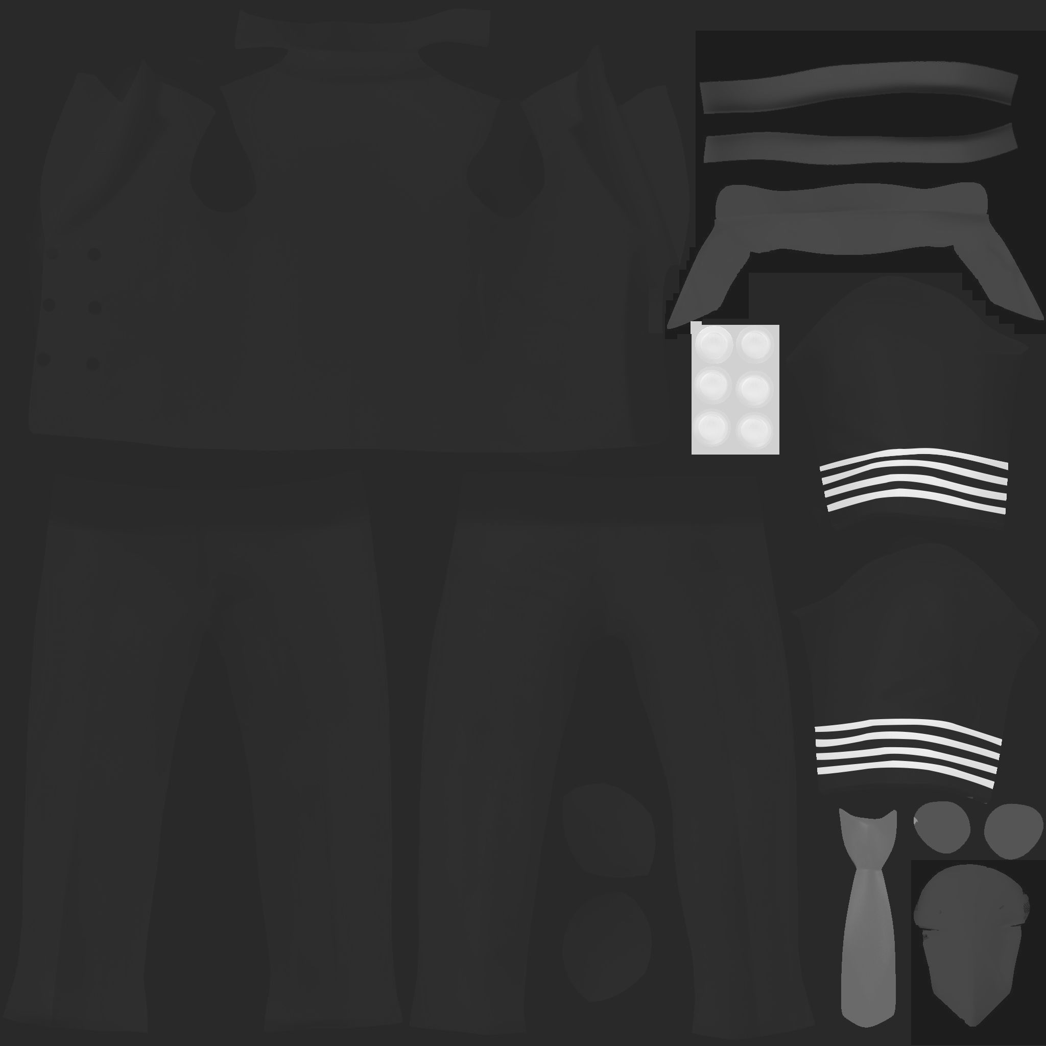 Men Captain Pilot Uniform With Pilot Hat Low-poly 3D model_14