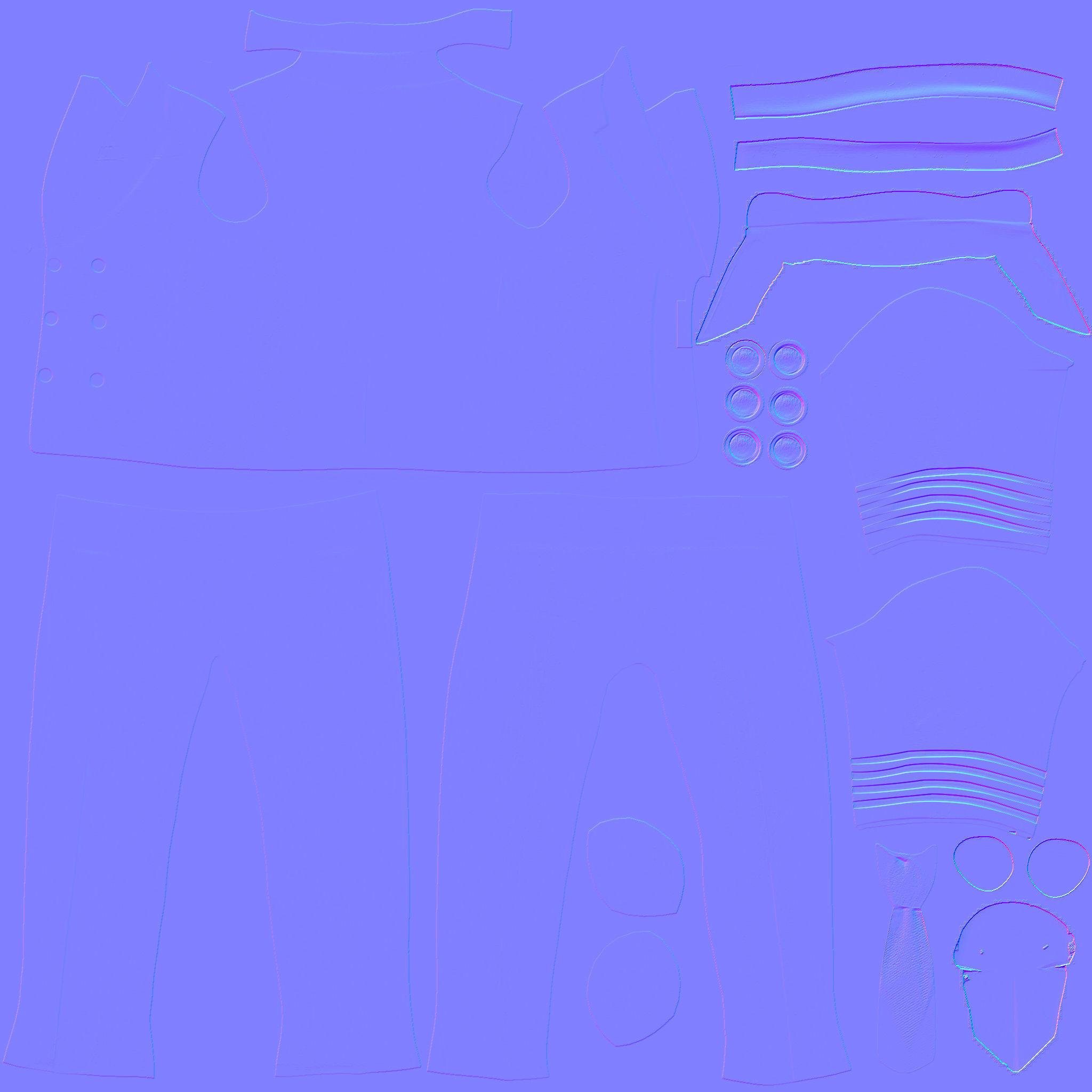 Men Captain Pilot Uniform With Pilot Hat Low-poly 3D model_12