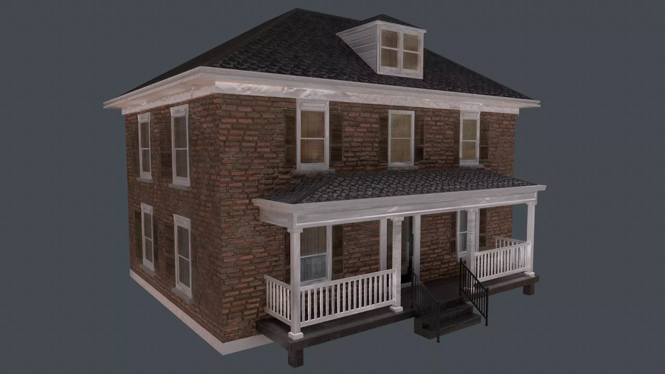 Brick House Low-poly 3D model_0