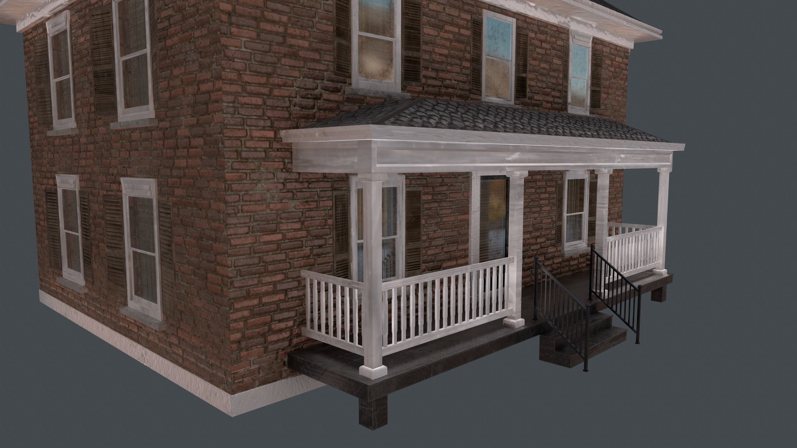 Brick House Low-poly 3D model_8