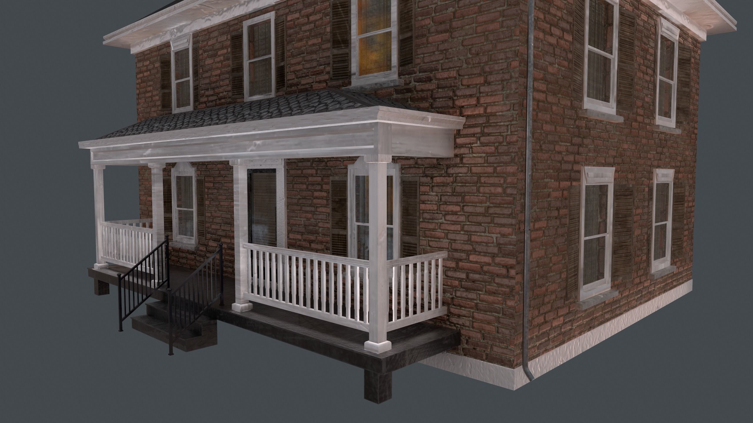 Brick House Low-poly 3D model_2