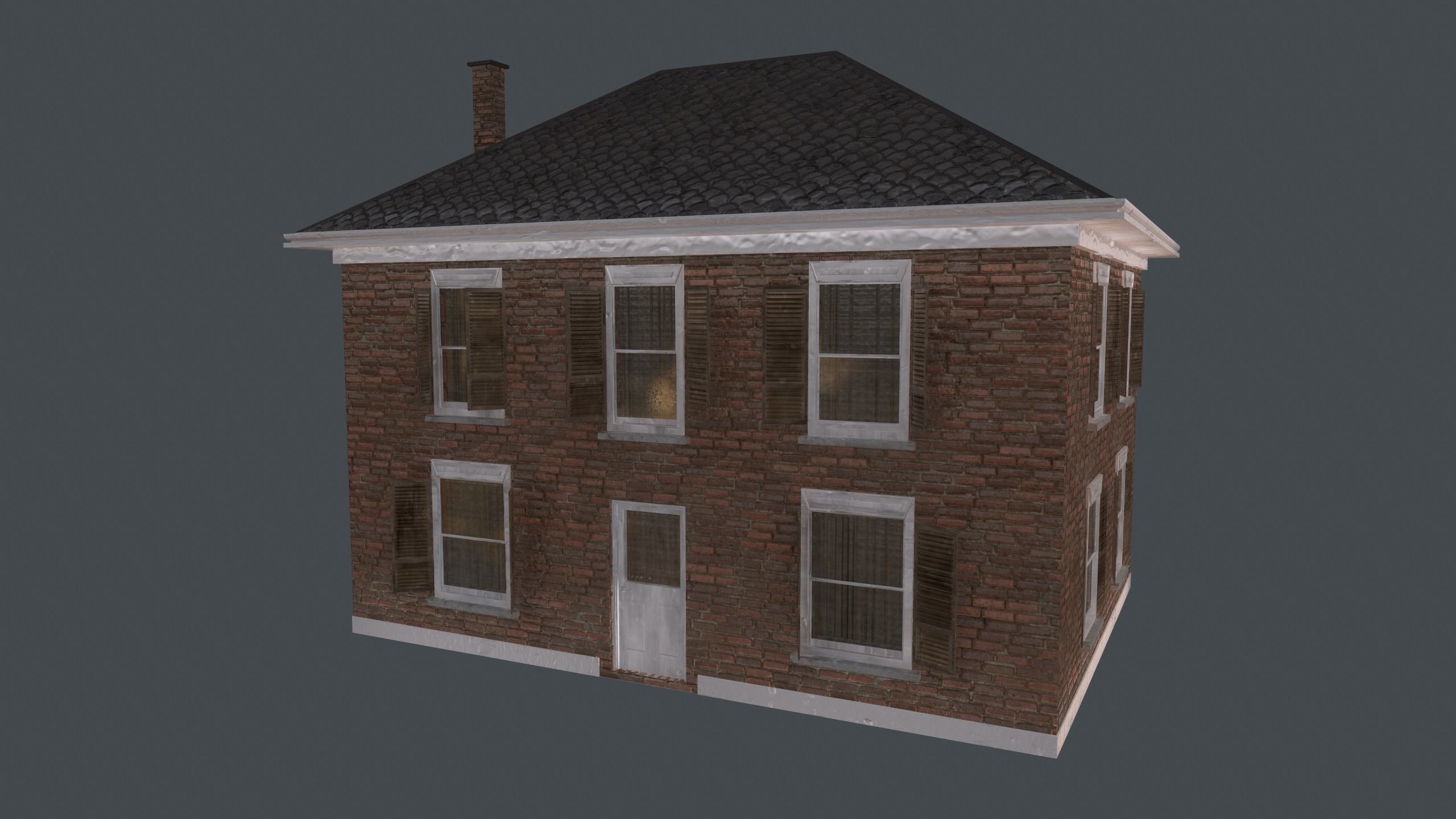 Brick House Low-poly 3D model_4