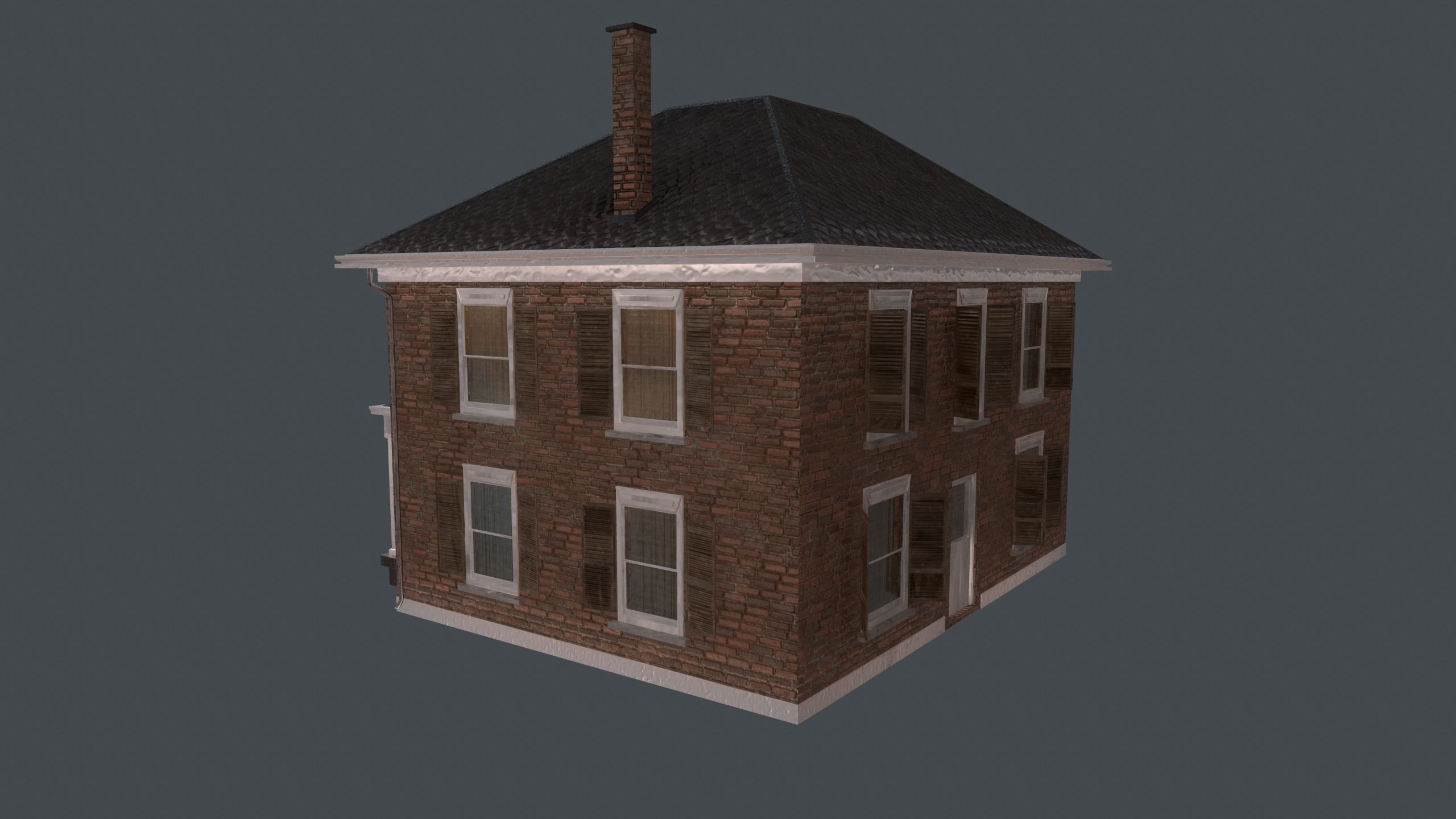 Brick House Low-poly 3D model_3