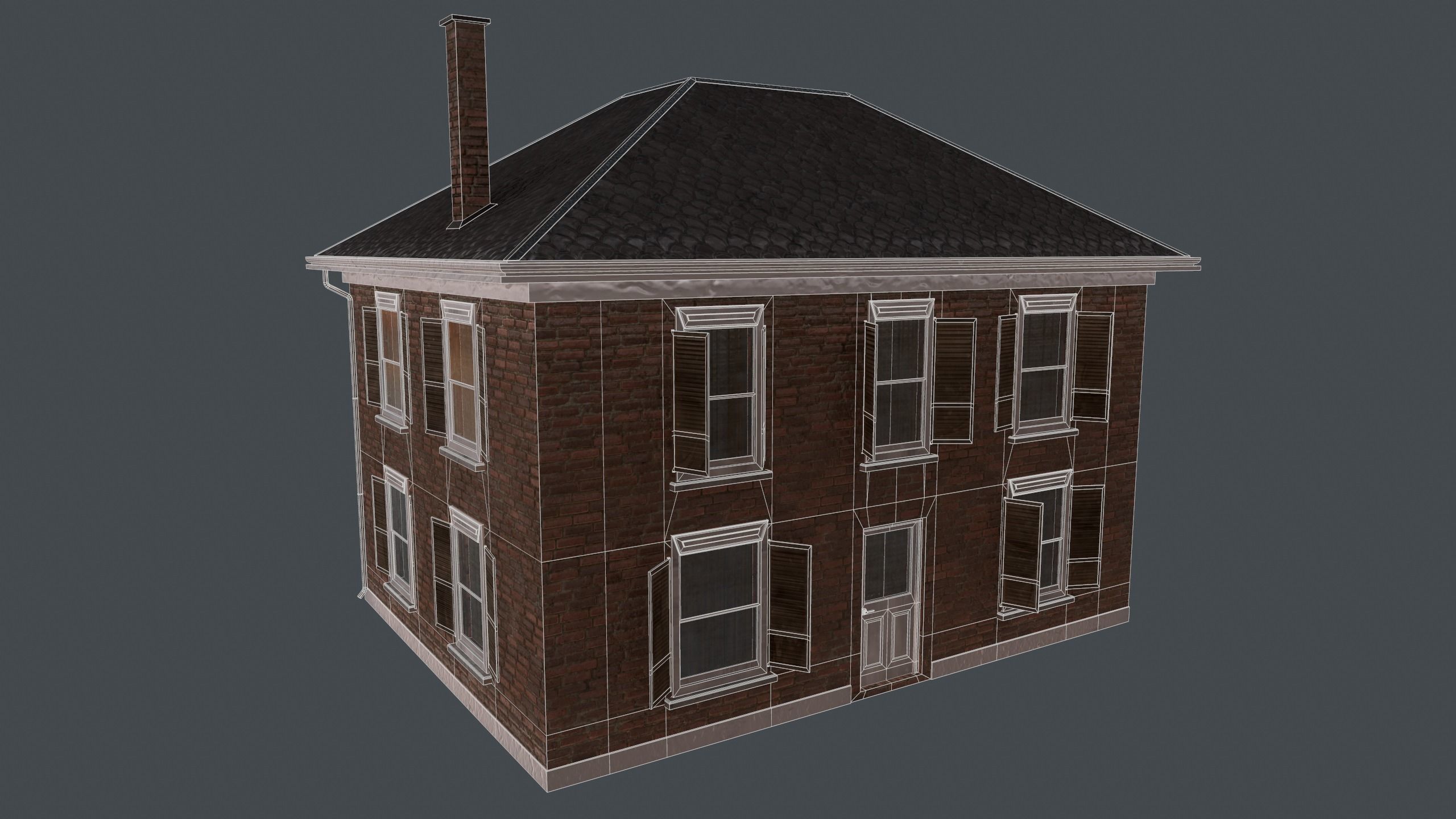 Brick House Low-poly 3D model_13