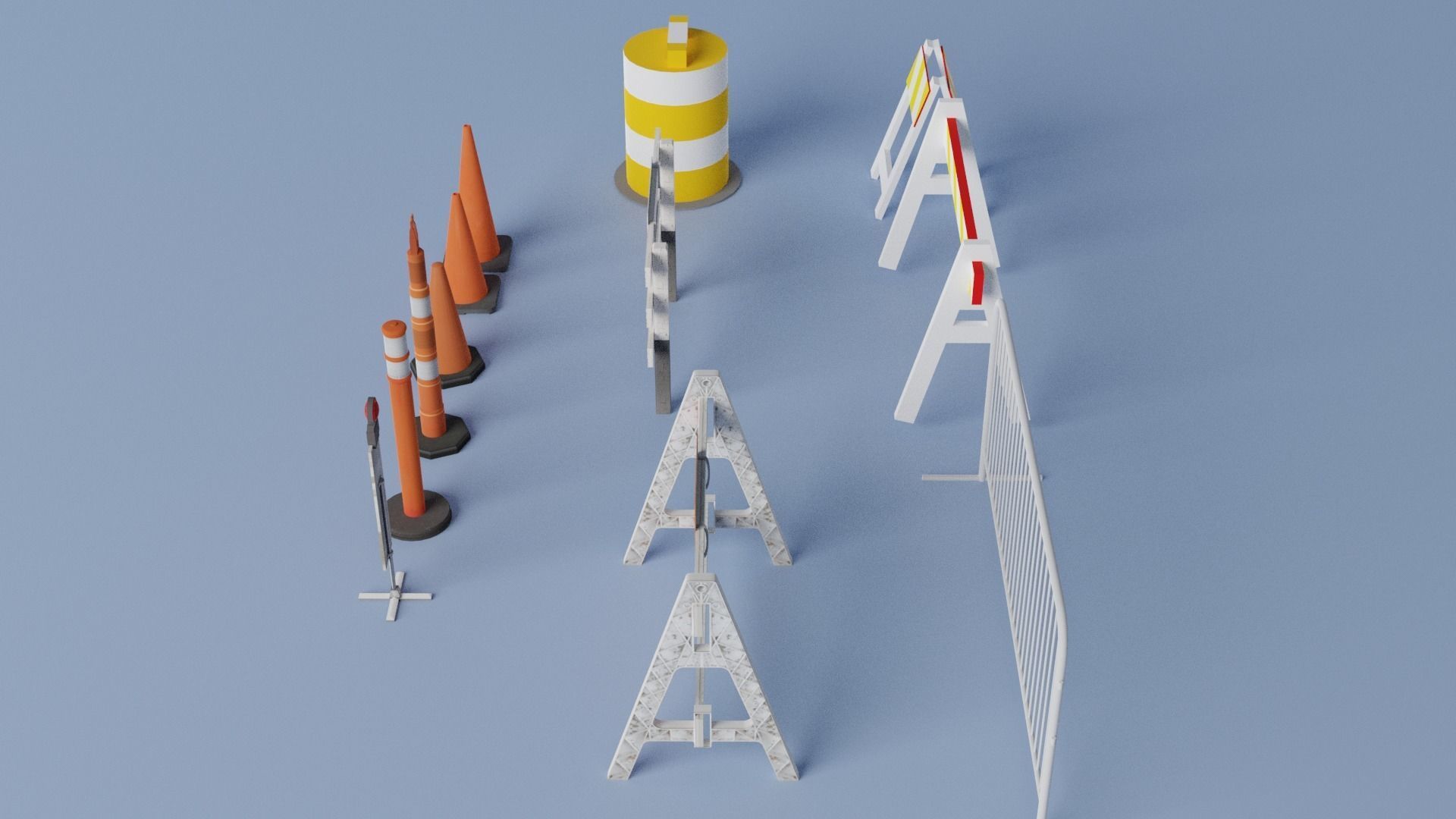 Traffic Barriers  Low-poly 3D model_5