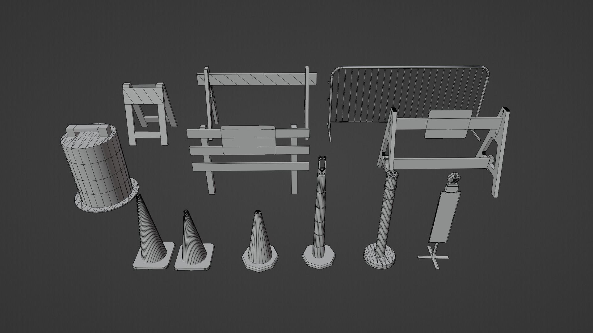 Traffic Barriers  Low-poly 3D model_11