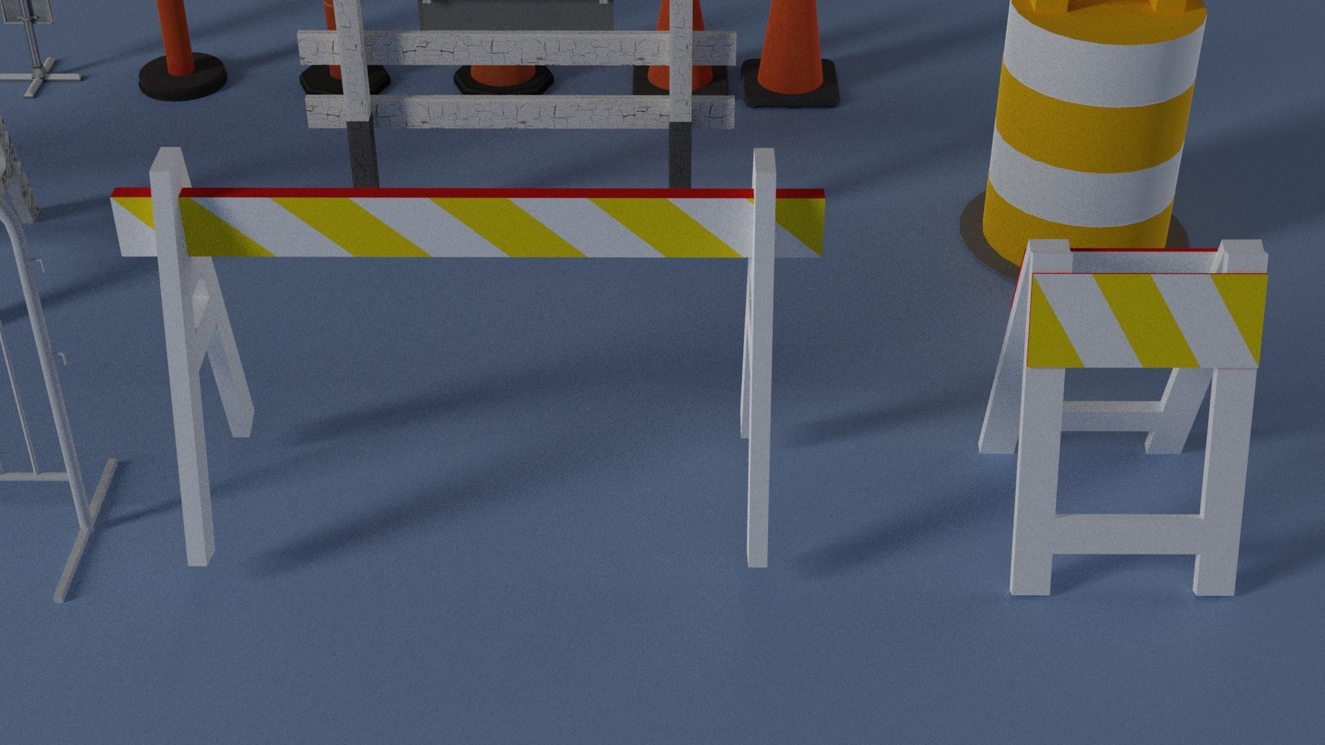 Traffic Barriers  Low-poly 3D model_10