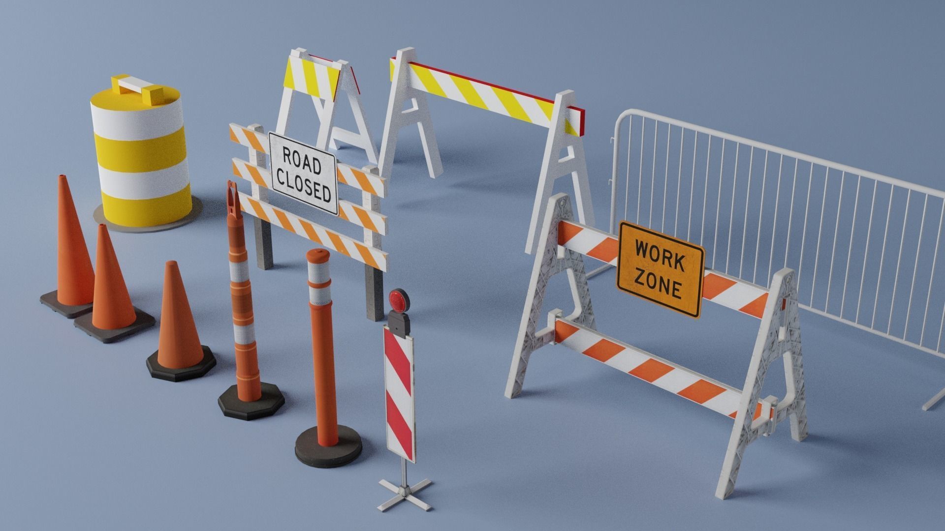 Traffic Barriers  Low-poly 3D model_1