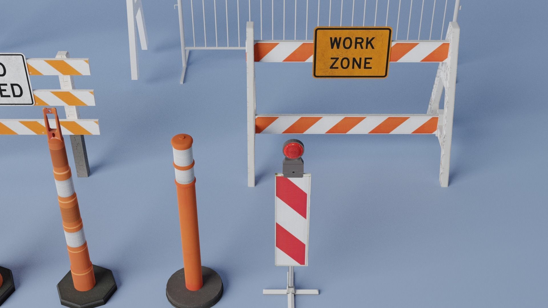 Traffic Barriers  Low-poly 3D model_4