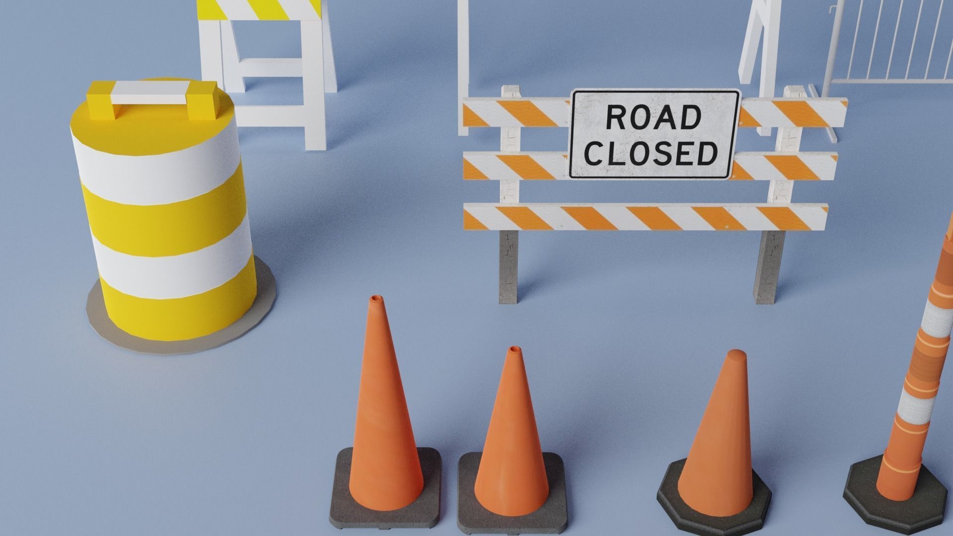 Traffic Barriers  Low-poly 3D model_3