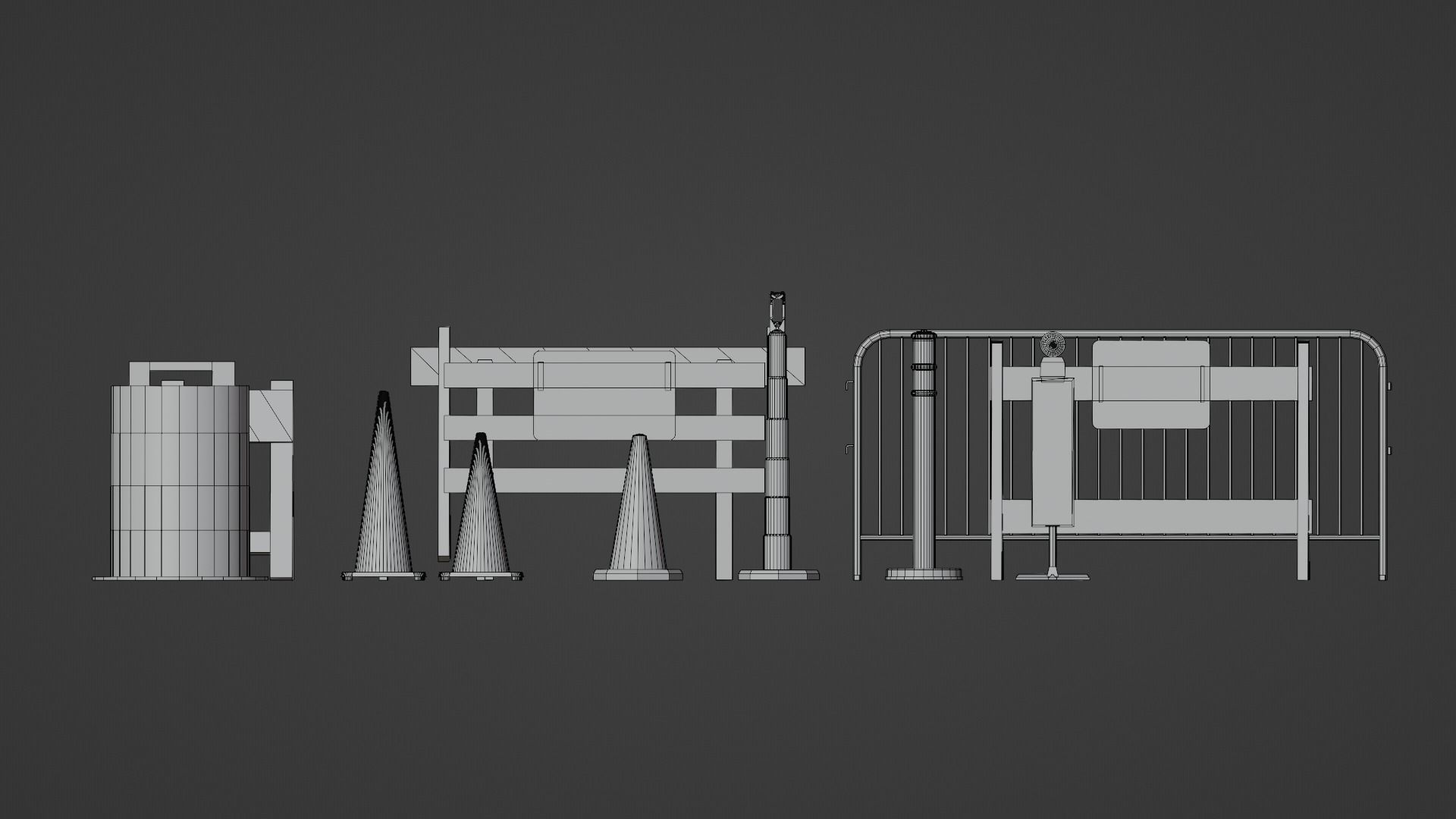 Traffic Barriers  Low-poly 3D model_12