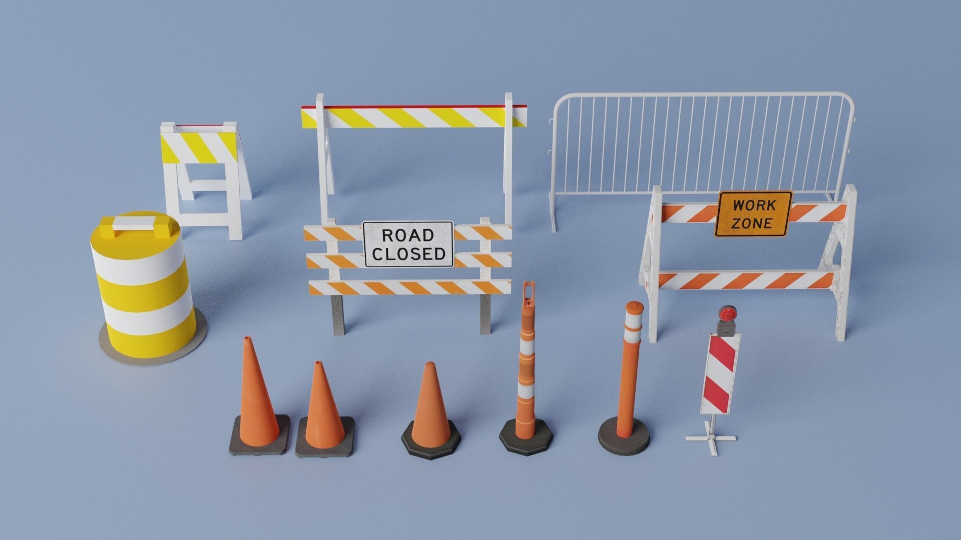 Traffic Barriers  Low-poly 3D model_2
