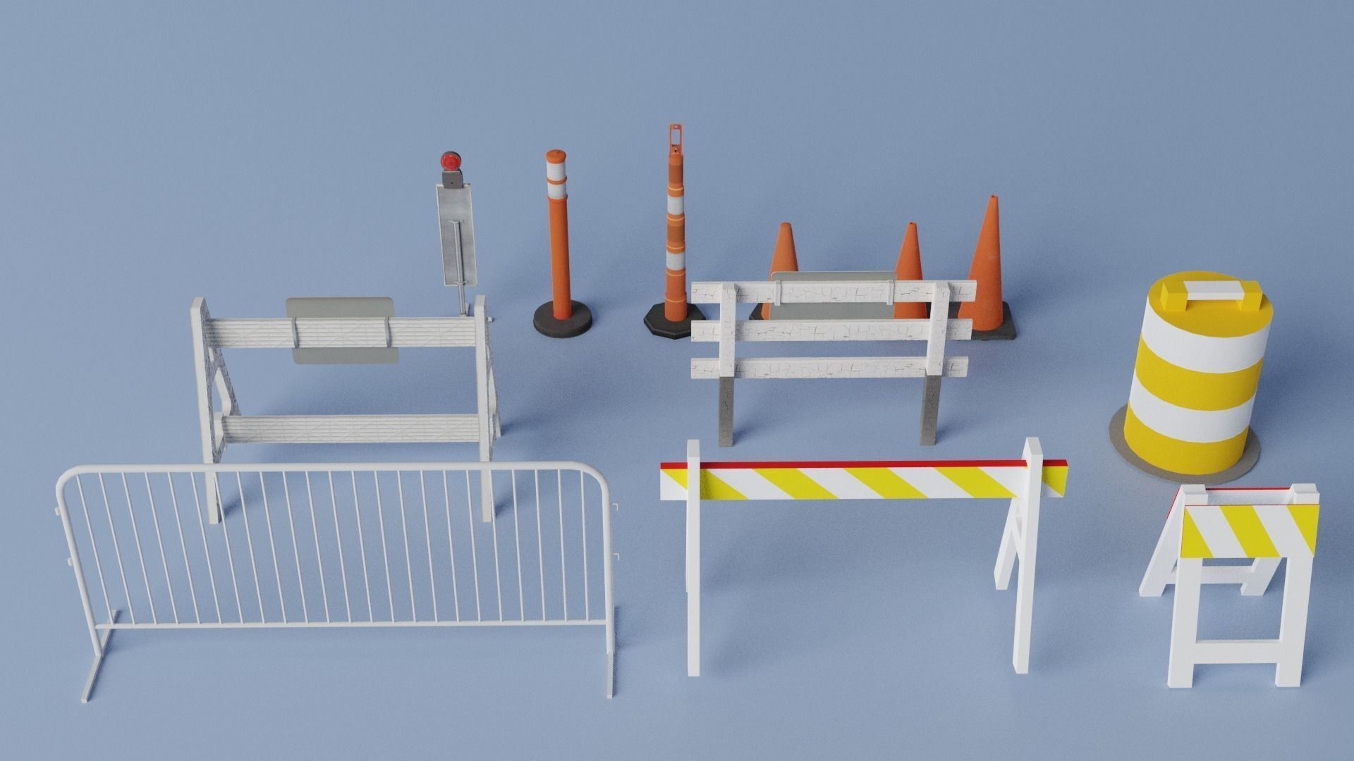 Traffic Barriers  Low-poly 3D model_7