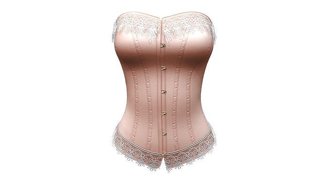 Lace Edge Trims Peach Retro Corset Low-poly 3D model