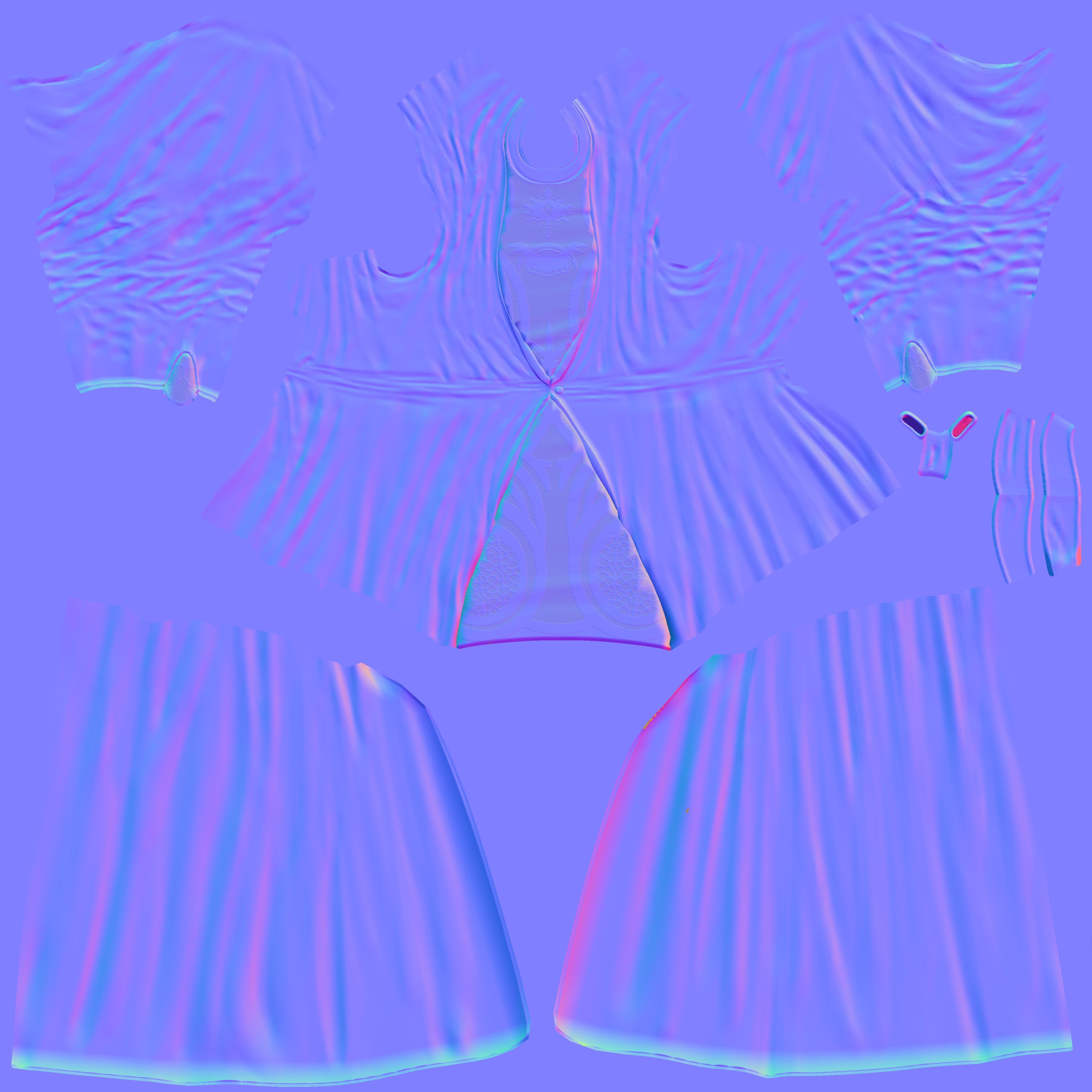 Buttoned Front Coat With Lace Undergarment Low-poly 3D model_11