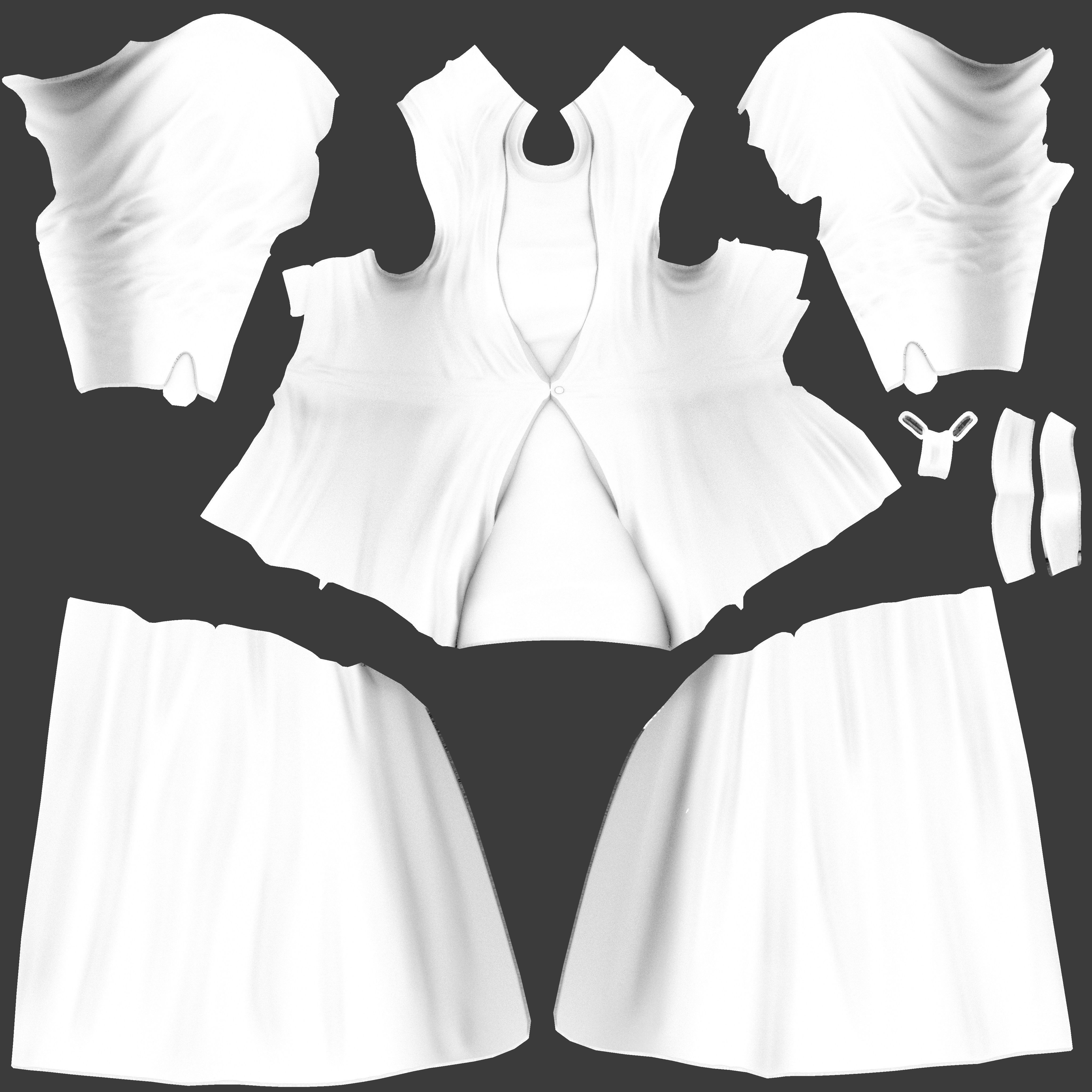 Buttoned Front Coat With Lace Undergarment Low-poly 3D model_13