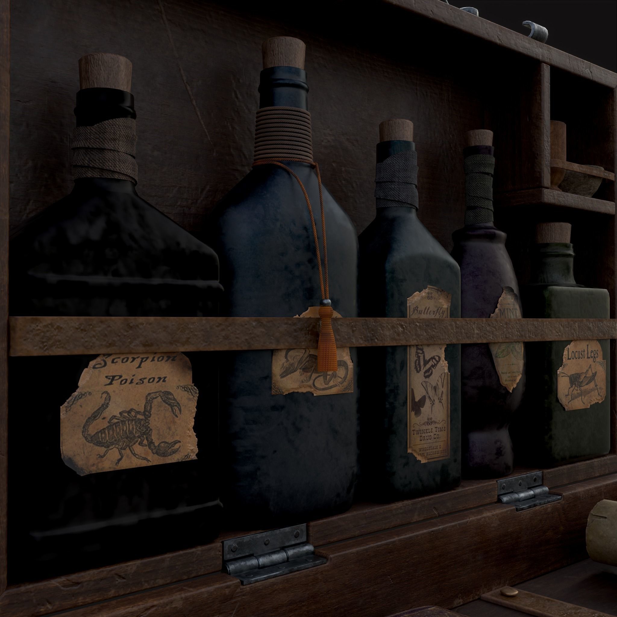 Rustic Potion Makers Briefcase Low-poly 3D model_15