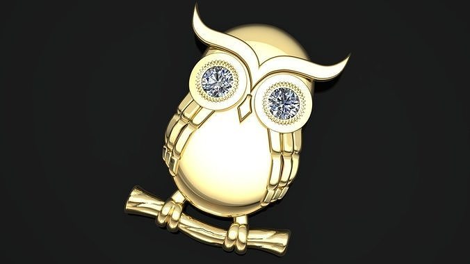 Owl with diamonds 3D model 3D print model