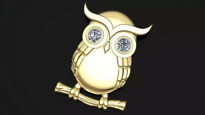 Owl with diamonds 3D model 3D print model