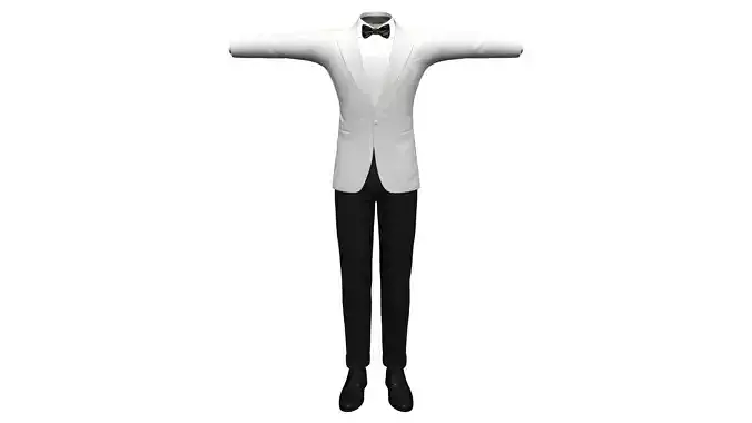 Men White Tuxedo Outfit Dicky Bow Shoes Trousers