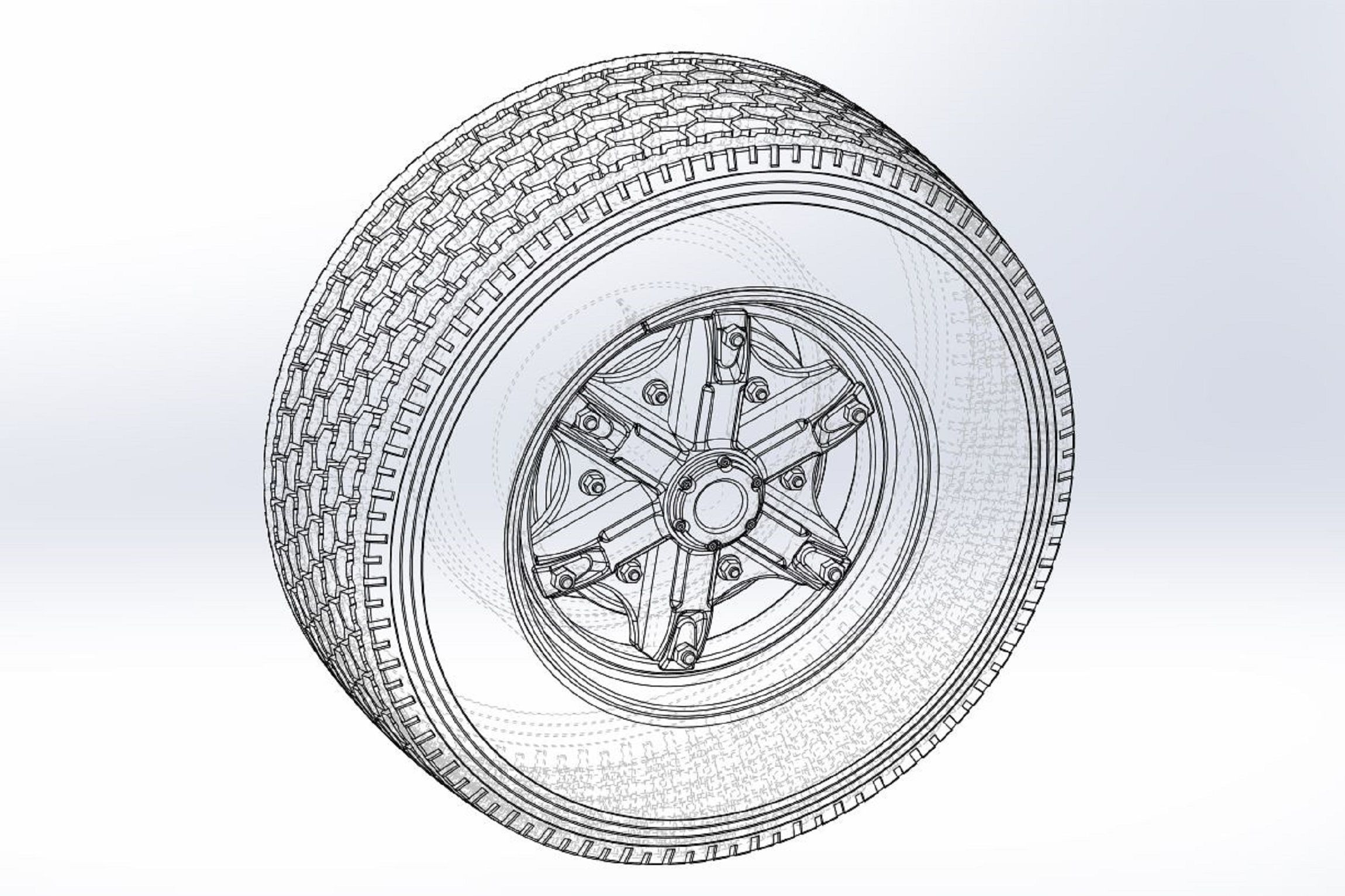 Front float 6 spoke truck wheel Scale 1 to 25 3D print model_9