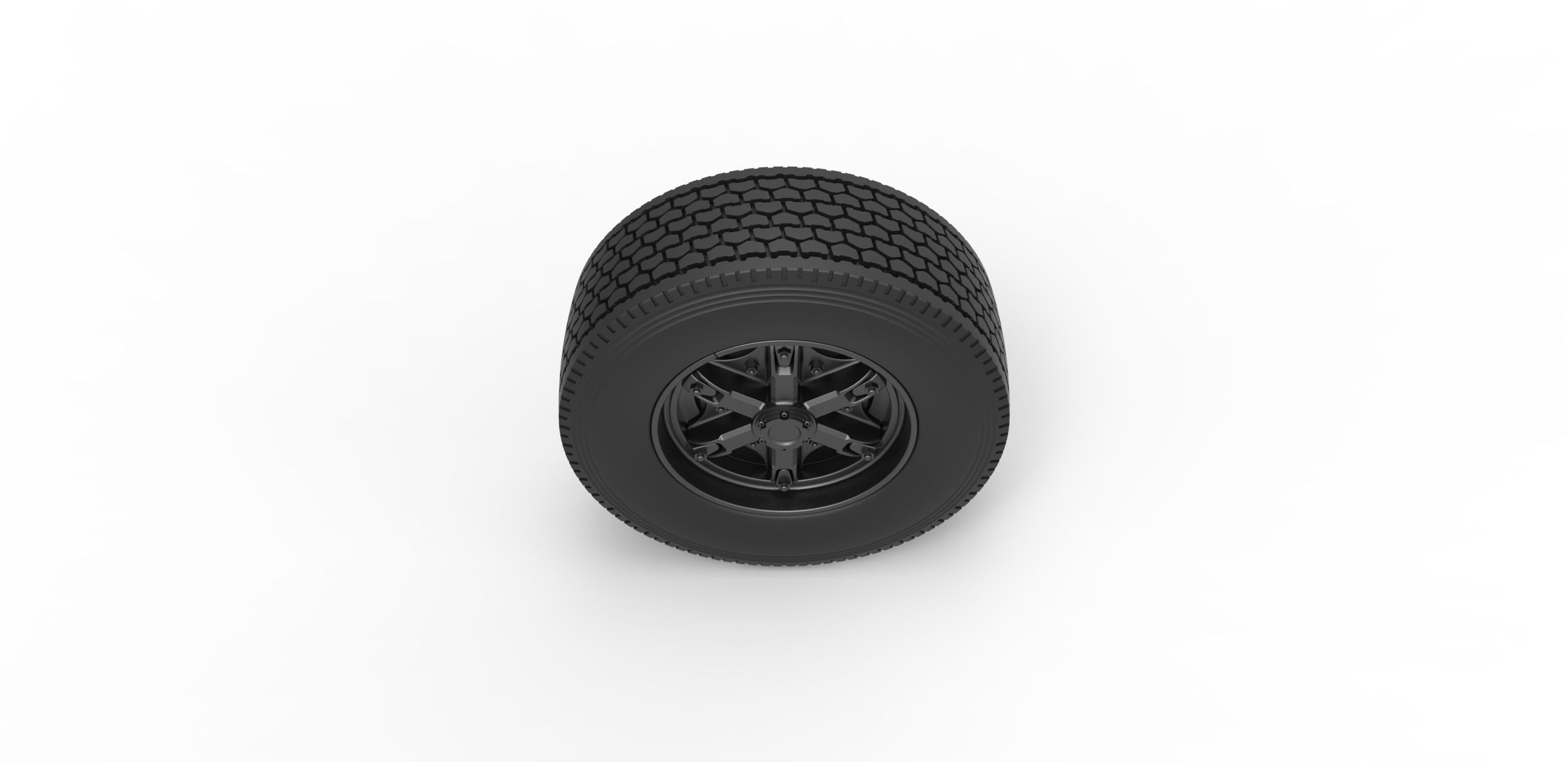 Front float 6 spoke truck wheel Scale 1 to 25 3D print model_5