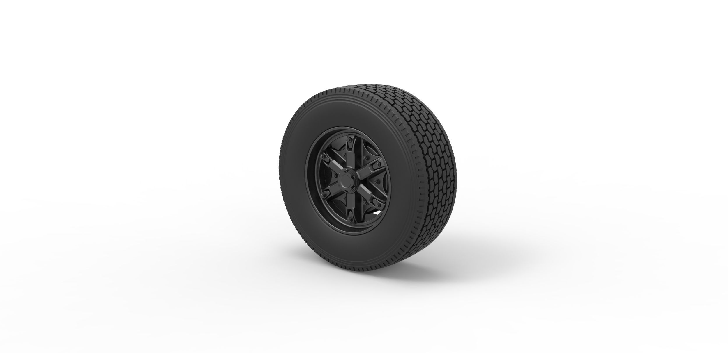 Front float 6 spoke truck wheel Scale 1 to 25 3D print model_6