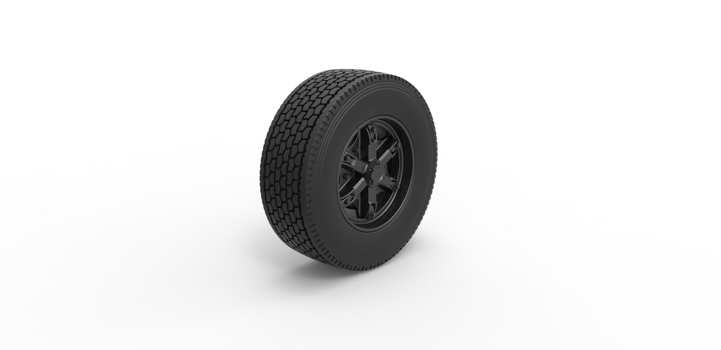 Front float 6 spoke truck wheel Scale 1 to 25 3D print model_1