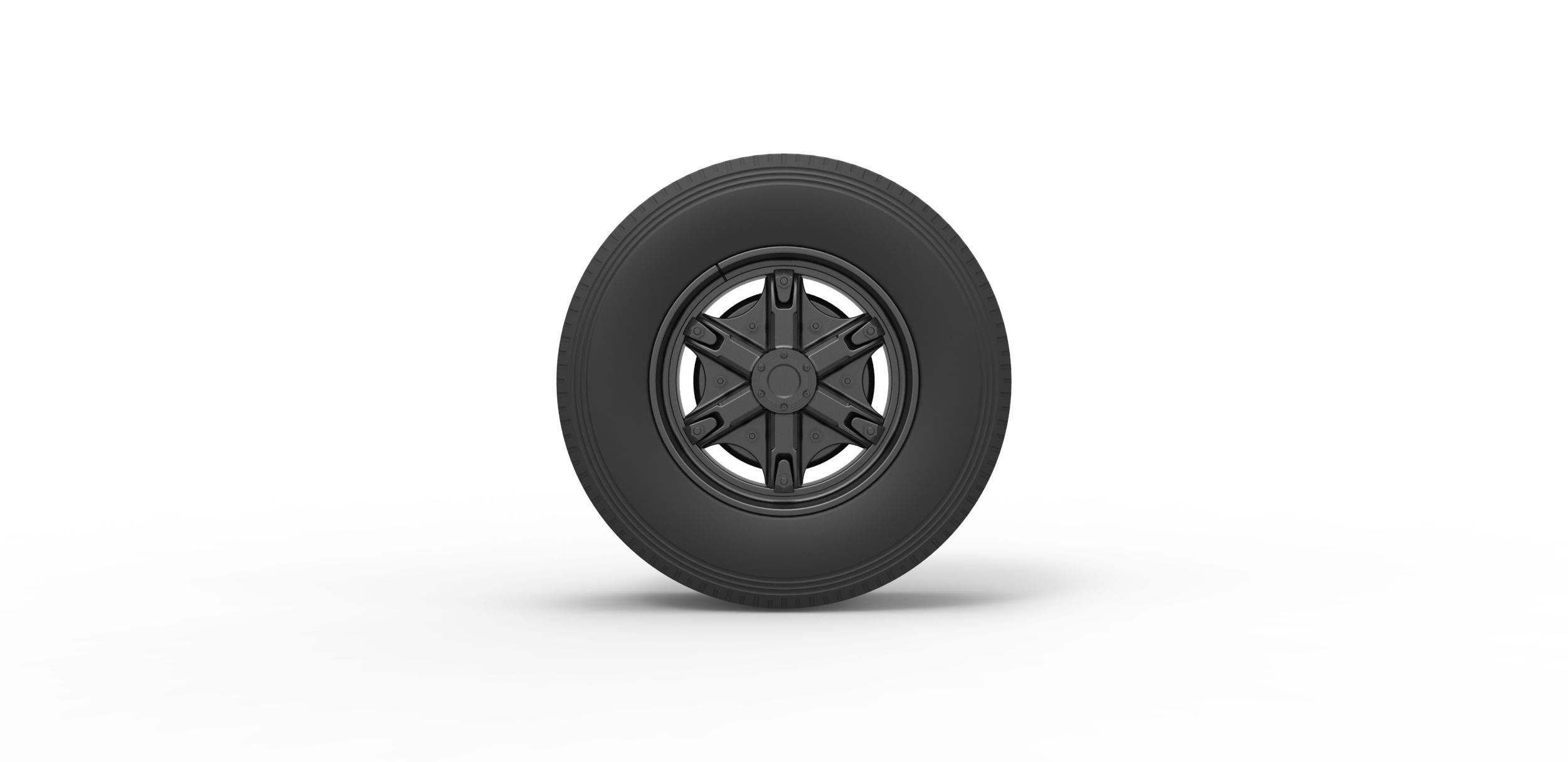 Front float 6 spoke truck wheel Scale 1 to 25 3D print model_4