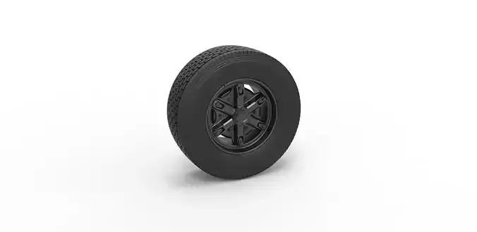 Front float 6 spoke truck wheel Scale 1 to 25 3D print model