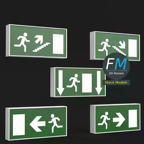Emergency exit signs 3D model