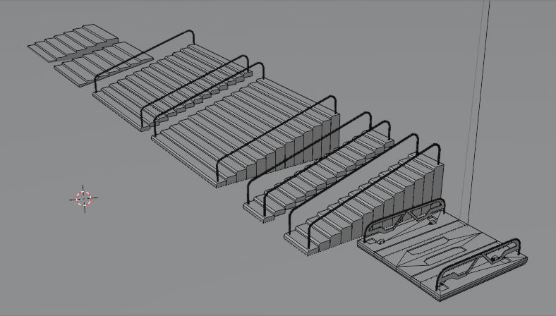 3d low poly modular sci-fi stairs designs 3D model_2