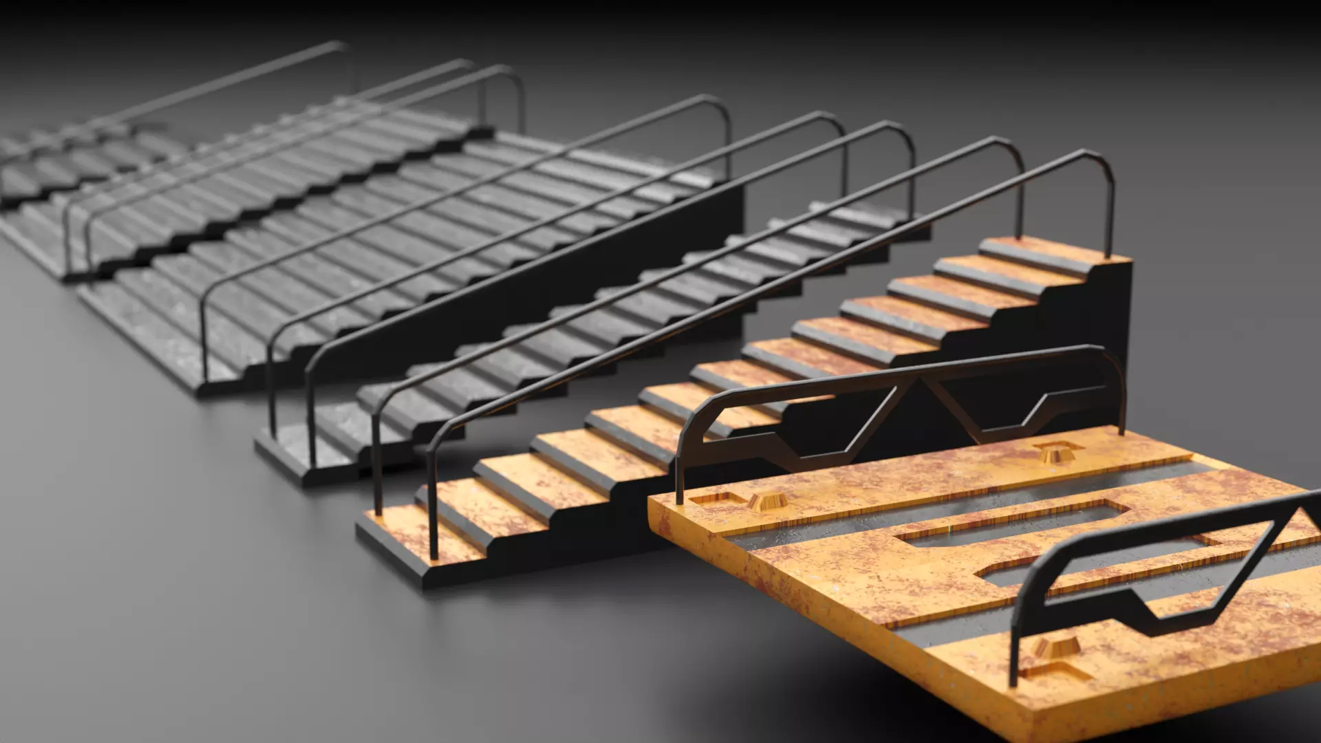 3d low poly modular sci-fi stairs designs 3D model_0