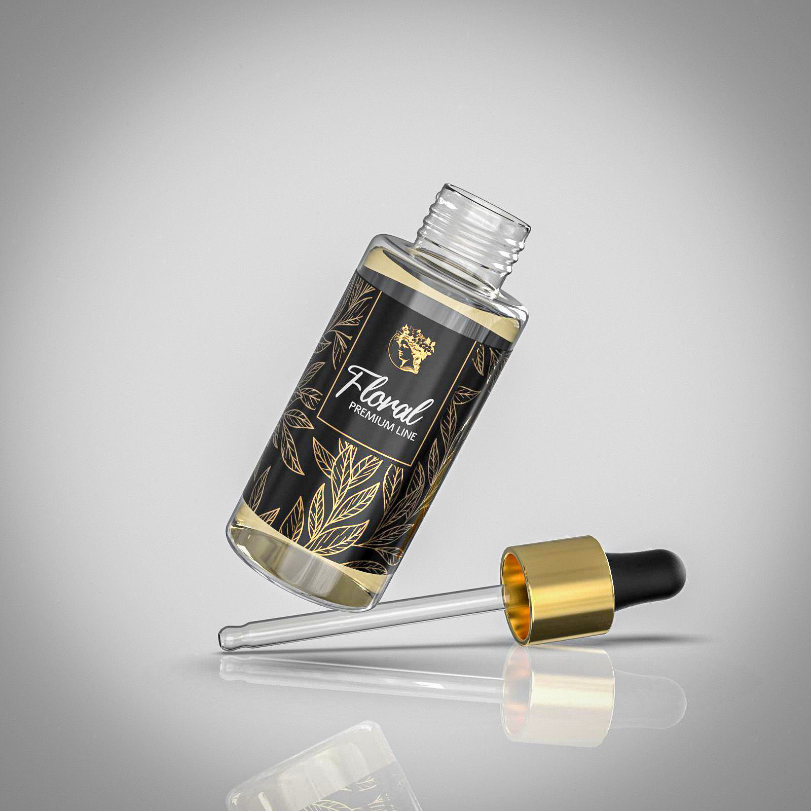 Cosmetic perfume bottle with pipette 30ml 3D model_3